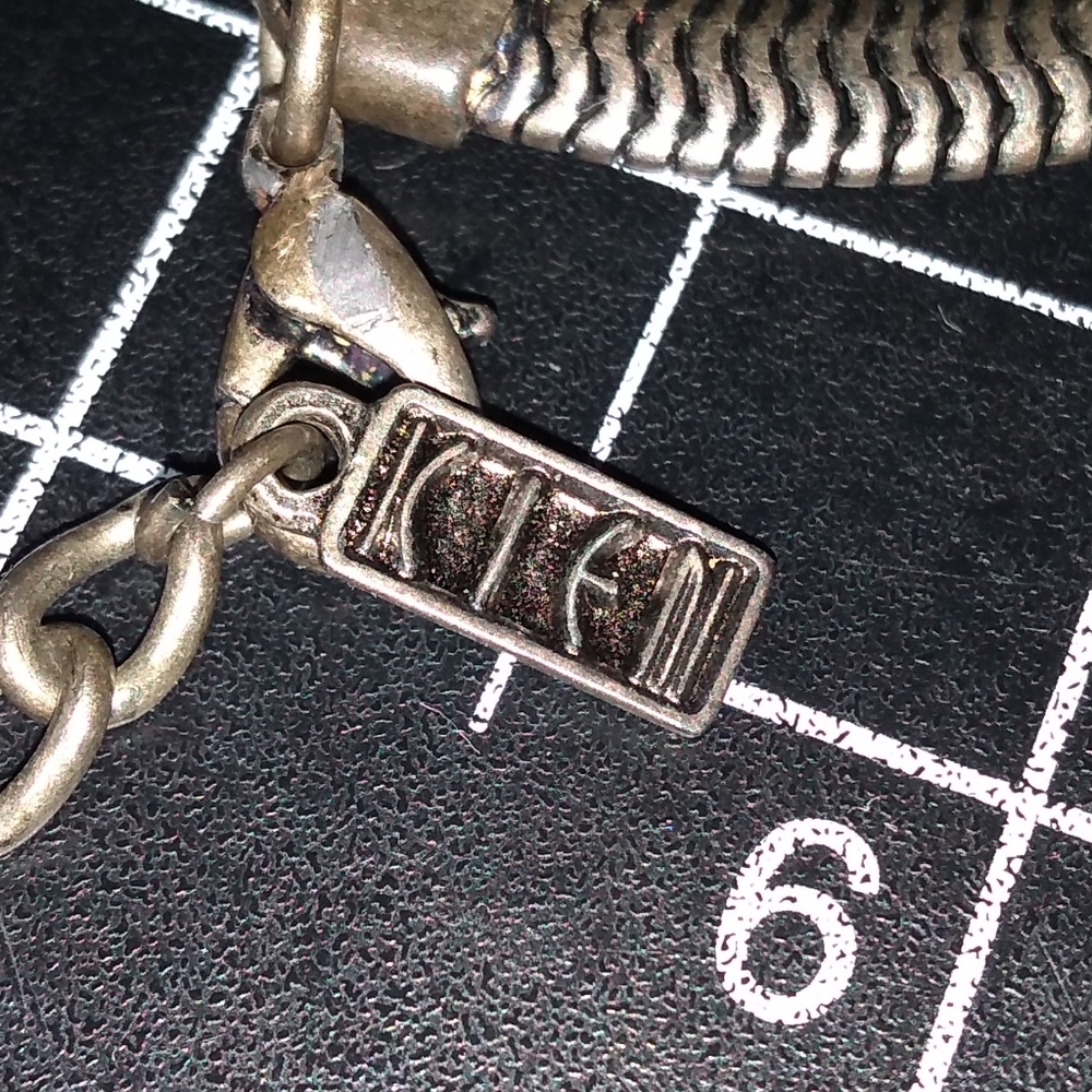 Vintage Kien Snake Chain Necklace,12 Inch Abstract Pendant, Wood & Metal… - Picture 4 of 9